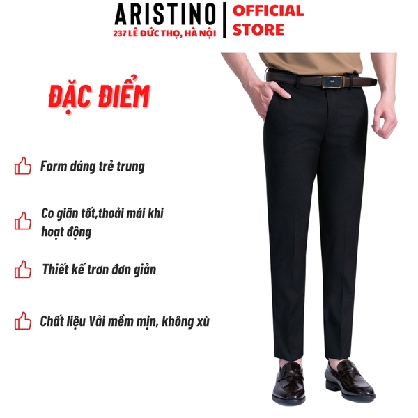 Quần Âu Nam Aristino Quần Tây ATR0050S1 màu đen 28 dáng ôm Slim fit