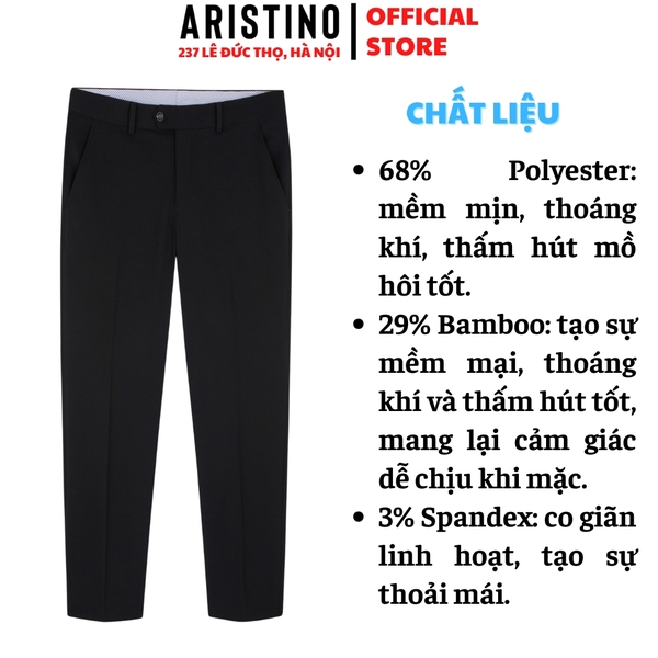 Quần Âu Nam Aristino Quần Tây ATR0050S1 màu đen 28 dáng ôm Slim fit