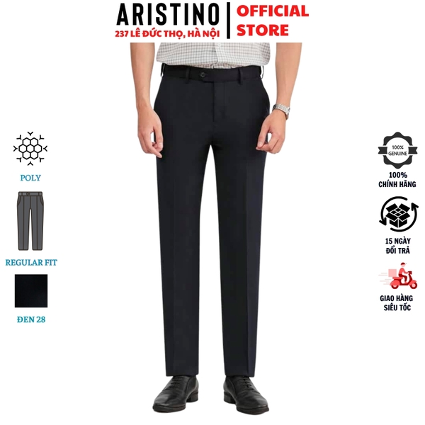 Quần Âu Nam Aristino Quần Tây ATR0080S1 màu đen 20 dáng suông regular fit