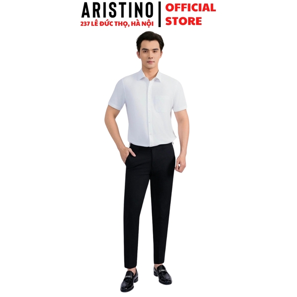 Quần Âu Nam Aristino Quần Tây ATR0230S2 màu đen 1 dáng ôm vừa Cropped