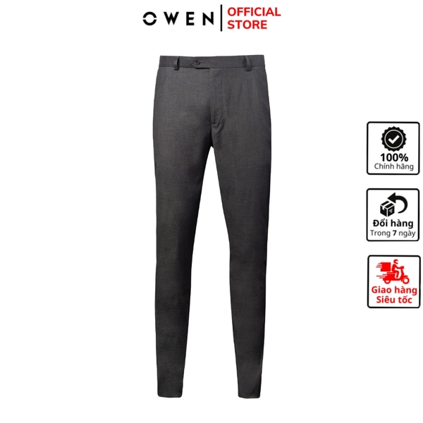 Quần Tây Nam Owen QD231270 màu dobby chìm ghi Dáng Trendy vải polyester