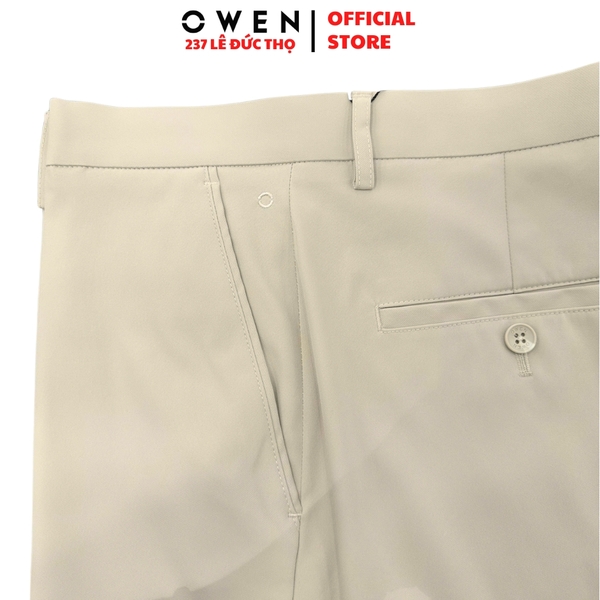 Quần tây Nam Owen QG257109 màu be đậm dáng S-form thể thao chất liệu polyester