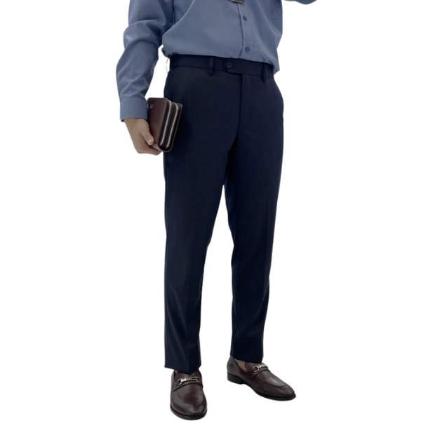 Quần Tây Nam Owen QRT231515R2 (QRT242467R) màu xanh navy Dáng Regular Fit Cạp Tăng Đơ vải nano