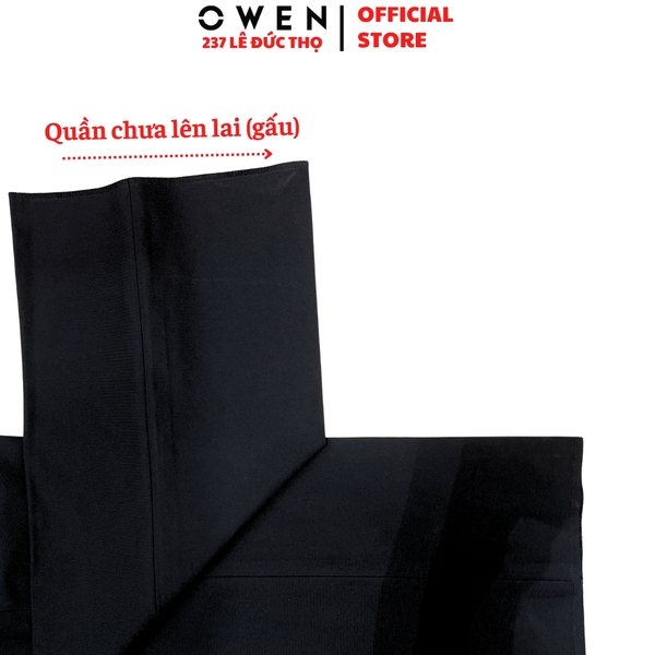 Quần tây Nam Owen QRT252552 màu đen dáng suông regular fit cạp tăng đơ chất liệu polyester