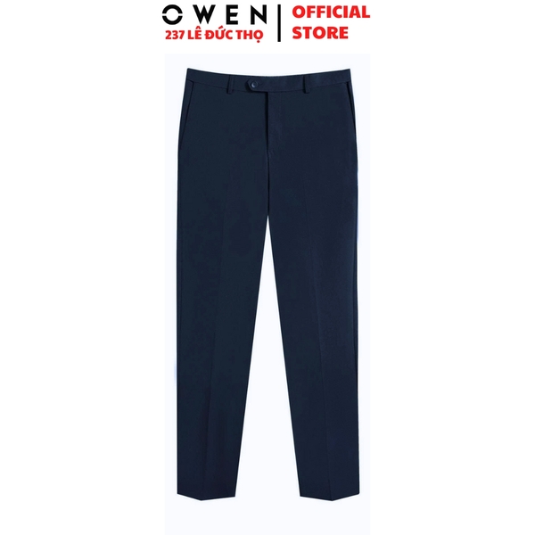 Quần tây Nam Owen QRT252553 màu xanh tím than dáng suông regular fit cạp tăng đơ chất liệu polyester