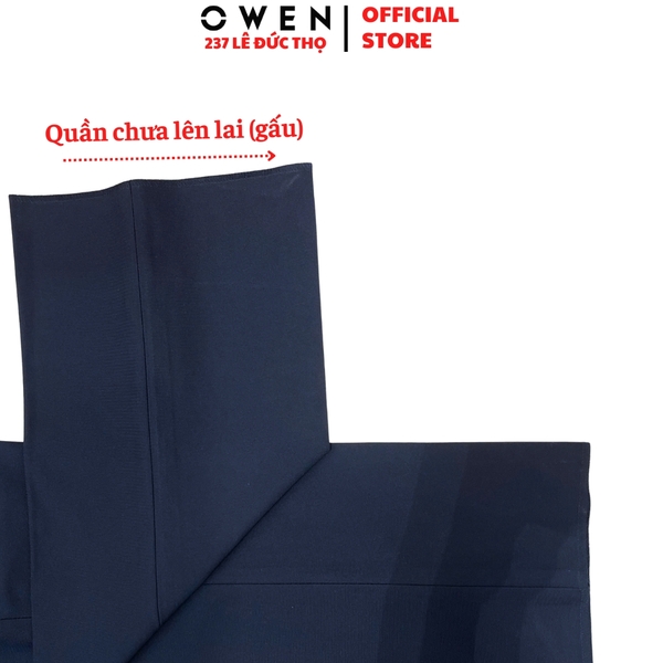 Quần tây Nam Owen QRT252480 màu xanh tím than dáng suông regular fit cạp tăng đơ chất liệu polyester spandex