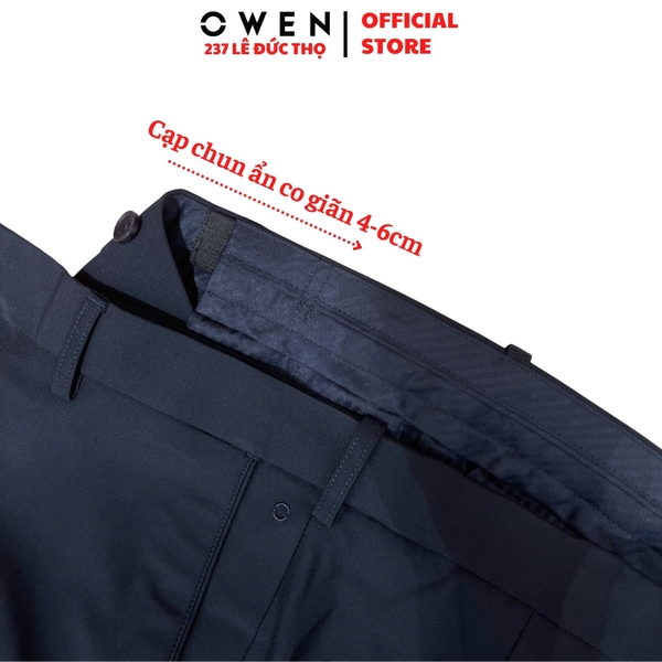 Quần Tây Nam Owen QRT263068 màu xanh tím than dáng suông regular fit cạp tăng đơ chất liệu polyester