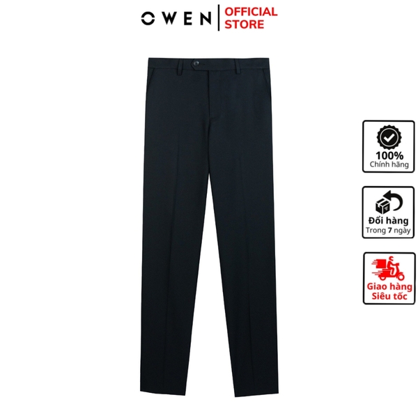Quần Tây Nam Owen QST231513R2 màu navy Dáng Slim Fit Cạp tăng đơ vải nano