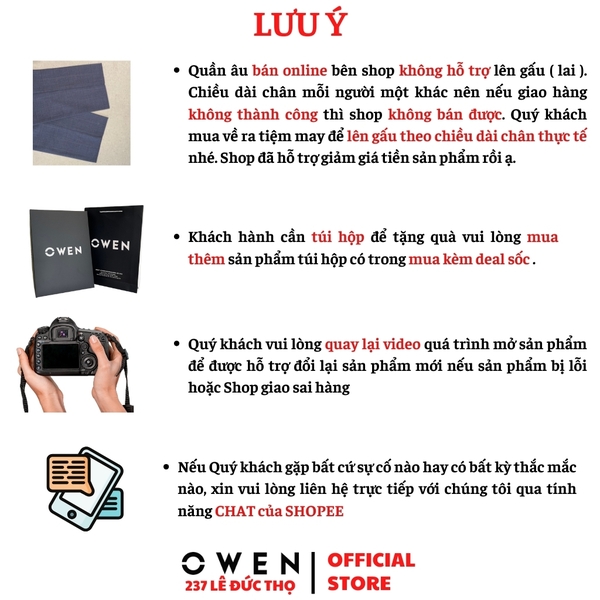 Quần tây Nam Owen QV256269 màu xám nhạt dáng ôm slim fit cạp tăng đơ Chất liệu Polyester Rayon