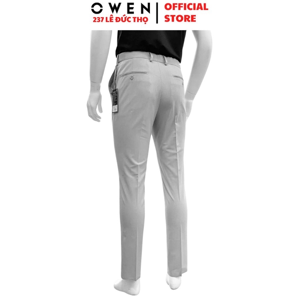 Quần tây Nam Owen QST262090 màu xám nhạt dáng ôm slim fit cạp tăng đơ chất liệu polyester spandex