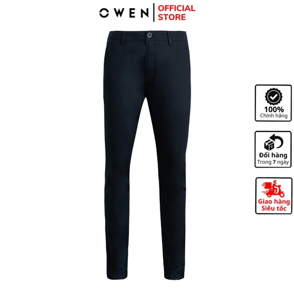 Quần Kaki Nam Owen QKSL221557 màu dark navy trơn Dáng Slim Fit Vải Cotton
