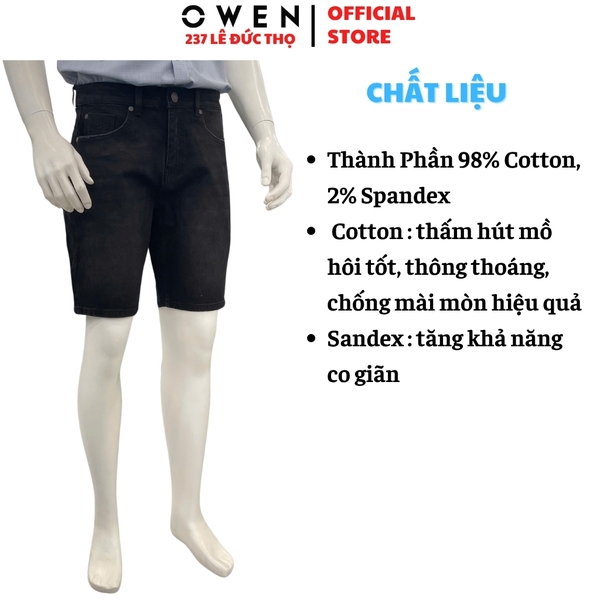 Quần Short Nam Owen SJ263076 sóc Jeans màu đen dáng Straight fit chất liệu denim Cotton