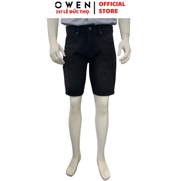 Quần Short Nam Owen SJ263076 sóc Jeans màu đen dáng Straight fit chất liệu denim Cotton
