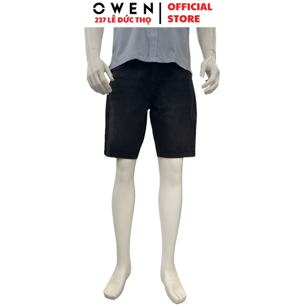 Quần Short Nam Owen SJ263076 sóc Jeans màu đen dáng Straight fit chất liệu denim Cotton