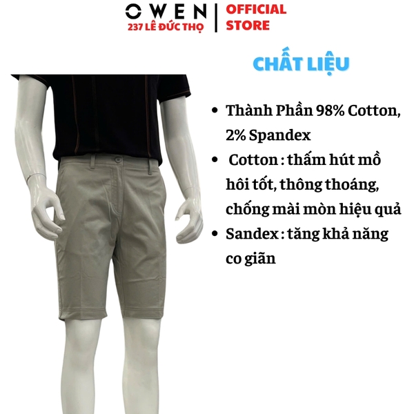 Quần Short Nam Owen SK261014 màu rêu dáng ôm slim fit chất liệu cotton spandex