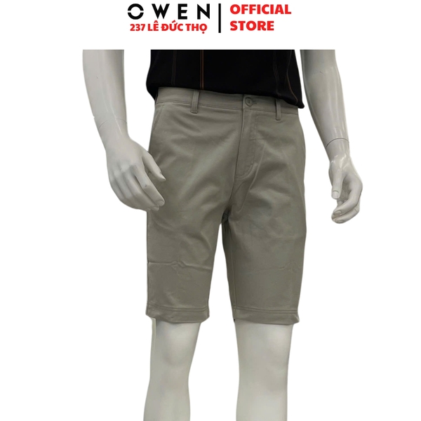Quần Short Nam Owen SK261014 màu rêu dáng ôm slim fit chất liệu cotton spandex