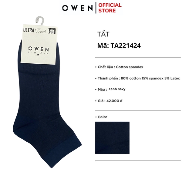 Tất Nam Owen TA221424 vớ cổ trung chất liệu cotton