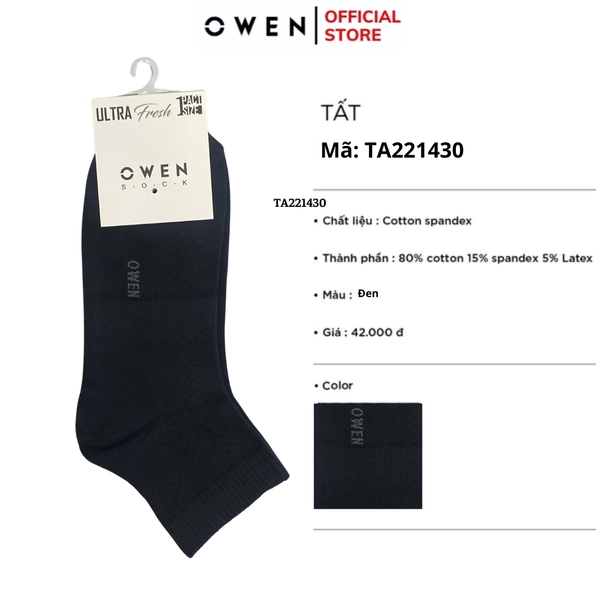 Tất Nam Owen TA221430 vớ cổ trung chất liệu cotton