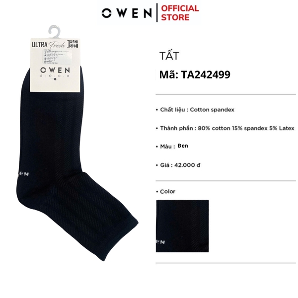 Tất Nam Owen TA221499 vớ cổ cao chất liệu cotton