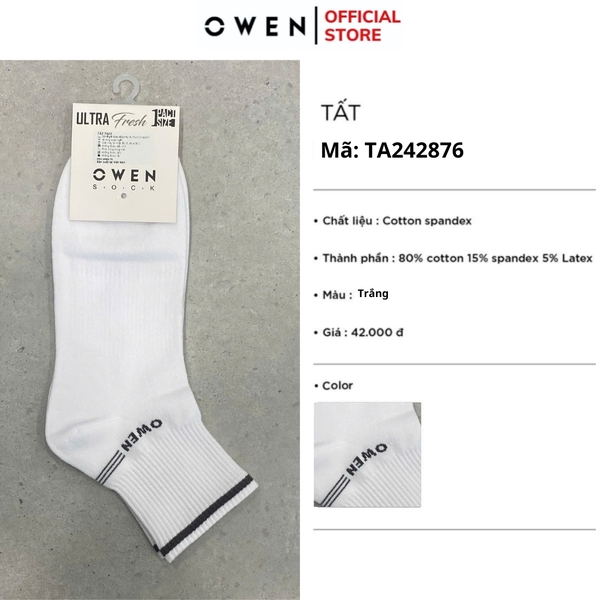Tất Nam Owen TA242876 vớ cổ trung chất liệu cotton