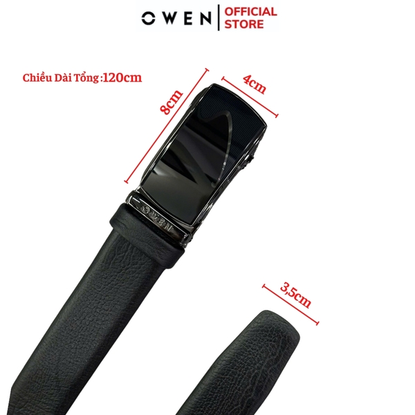 Thắt Lưng Nam Owen BELT256245 dây da này đen sần Mặt Khóa Trượt Tự Động Chất liệu da bò thật