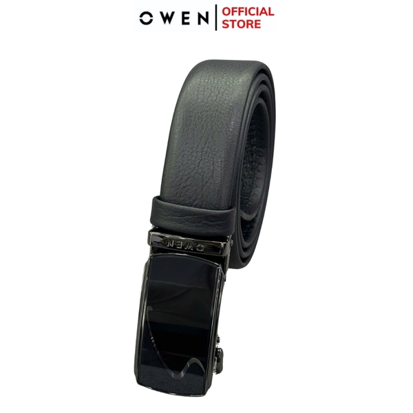 Thắt Lưng Nam Owen BELT256245 dây da này đen sần Mặt Khóa Trượt Tự Động Chất liệu da bò thật