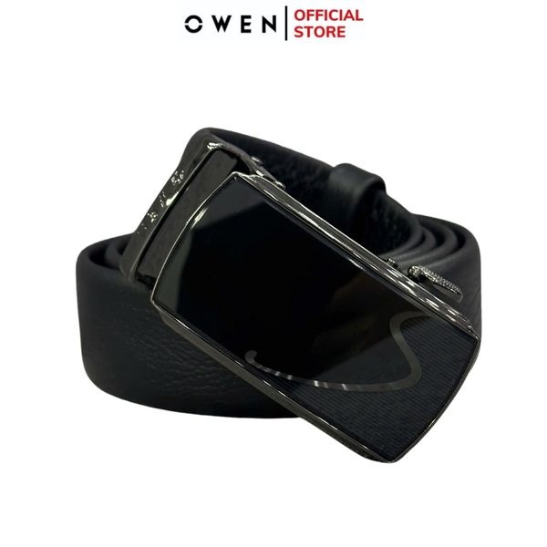 Thắt Lưng Nam Owen BELT256245 dây da này đen sần Mặt Khóa Trượt Tự Động Chất liệu da bò thật