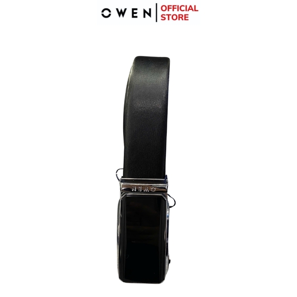 Thắt Lưng Nam Owen BELT231518.5 Dây da màu đen Mặt Khóa Trượt Tự Động Chất liệu da bò thật trơn, sần hoặc sần khâu viền