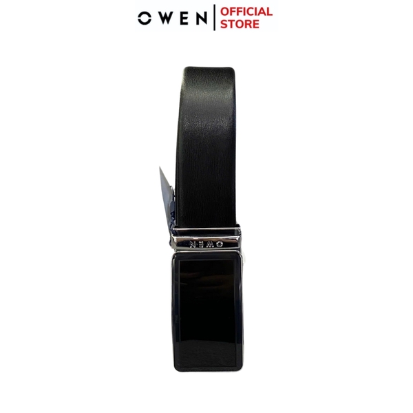 Thắt Lưng Nam Owen BELT231518.1 Dây da màu đen hoặc nâu Mặt Khóa Trượt Tự Động Chất liệu da bò thật trơn, sần hoặc sần khâu viền