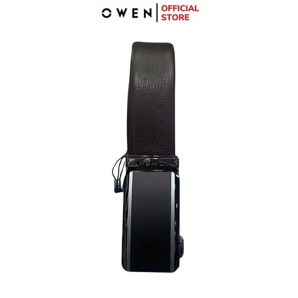 Thắt Lưng Nam Owen BELT251212 dây da màu nâu sần Mặt Khóa Trượt Tự Động Chất liệu da bò thật