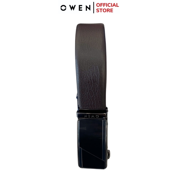 Thắt Lưng Nam Owen BELT251222 dây da màu nâu sần Mặt Khóa Trượt Tự Động Chất liệu da bò thật