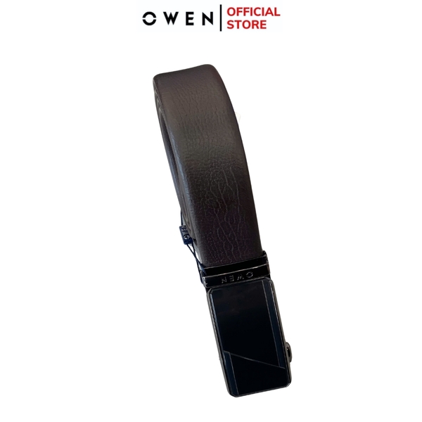 Thắt Lưng Nam Owen BELT251222 dây da màu nâu sần Mặt Khóa Trượt Tự Động Chất liệu da bò thật