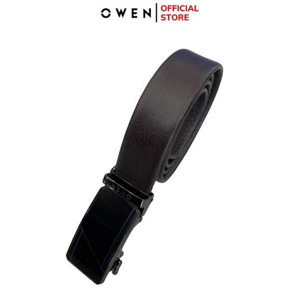 Thắt Lưng Nam Owen BELT251222 dây da màu nâu sần Mặt Khóa Trượt Tự Động Chất liệu da bò thật
