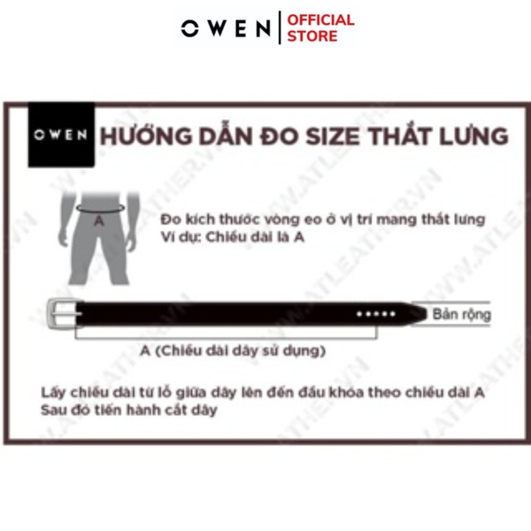 Thắt Lưng Nam Owen BELT251222 dây da màu nâu sần Mặt Khóa Trượt Tự Động Chất liệu da bò thật