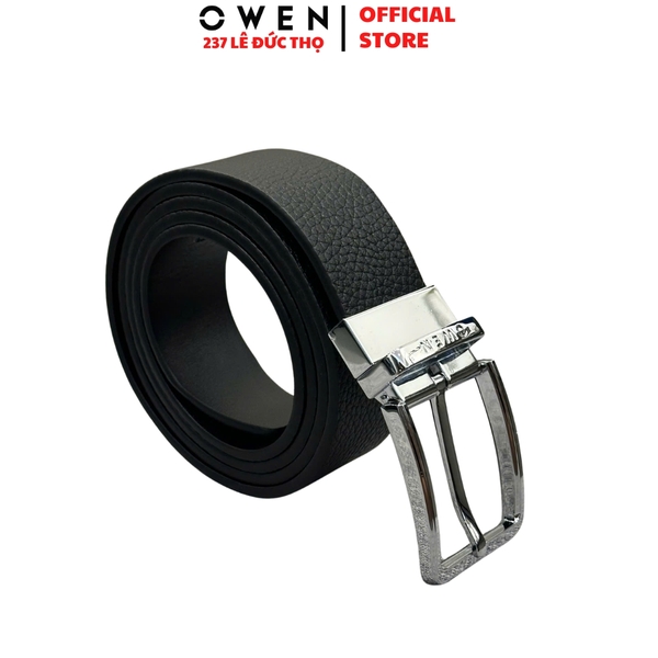 Thắt Lưng Nam Owen BELT261065 dây da màu đen Mặt Khóa Kim chất liệu da bò thật
