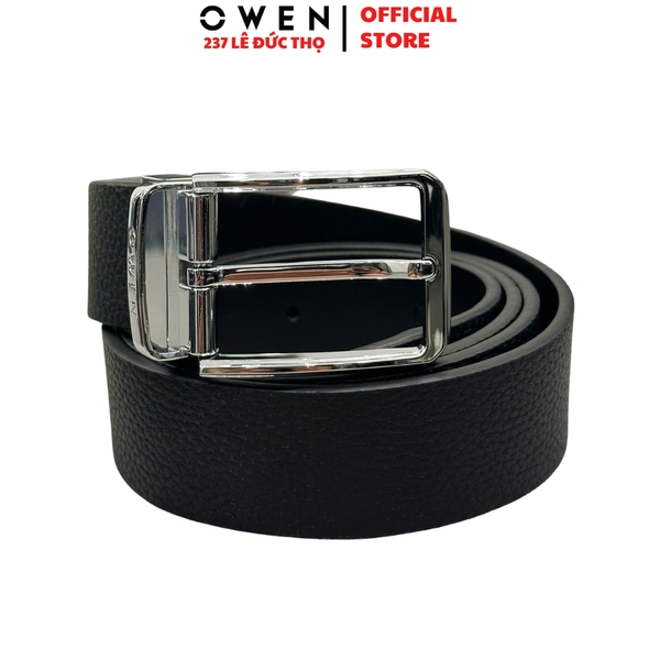 Thắt Lưng Nam Owen BELT261065 dây da màu đen Mặt Khóa Kim chất liệu da bò thật