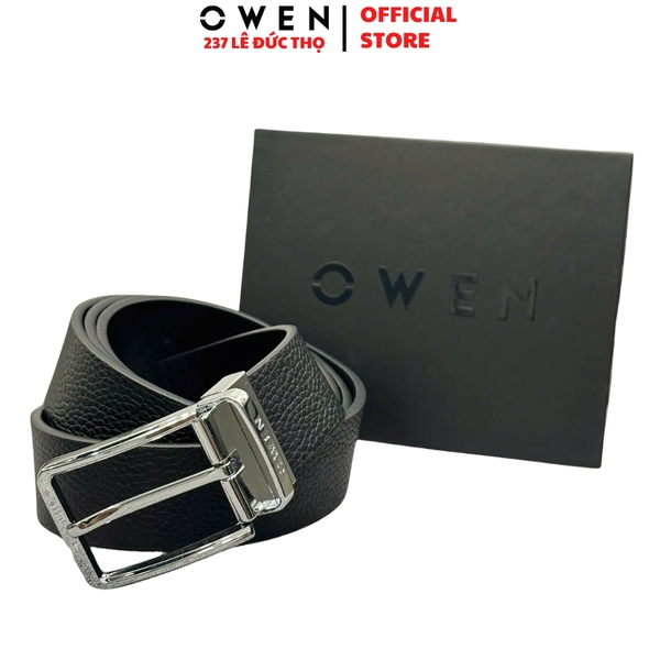 Thắt Lưng Nam Owen BELT261065 dây da màu đen Mặt Khóa Kim chất liệu da bò thật