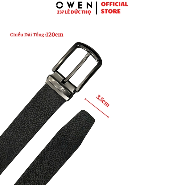 Thắt Lưng Nam Owen BELT261066 dây da màu đen Mặt Khóa Kim chất liệu da bò thật