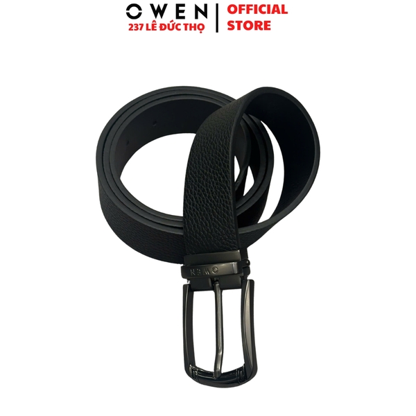 Thắt Lưng Nam Owen BELT261066 dây da màu đen Mặt Khóa Kim chất liệu da bò thật