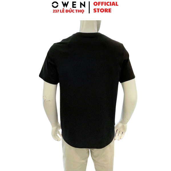 Áo thun nam Tay Ngắn Không Cổ Owen TSN260140 màu đen dáng relaxfit chất liệu cotton polyester spandex