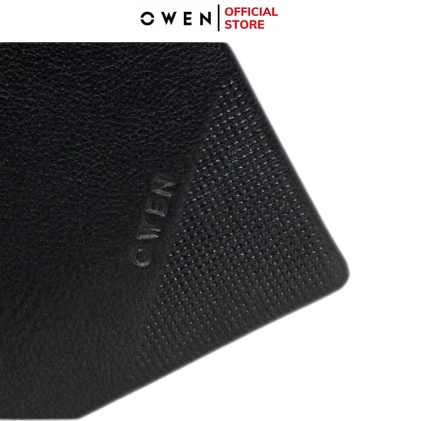 Ví Nam Owen Ví Da Bóp Nam VD251202 màu đen da sần kiểu dáng ví ngang chất liệu da bò thật