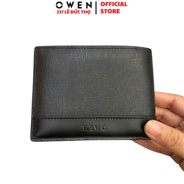 Ví Da Nam Owen VD268703 Màu Đen Dáng Ngang Chất Liệu Da Bò Thật