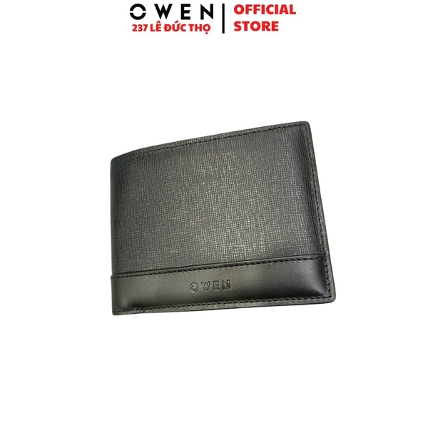 Ví Da Nam Owen VD268703 Màu Đen Dáng Ngang Chất Liệu Da Bò Thật