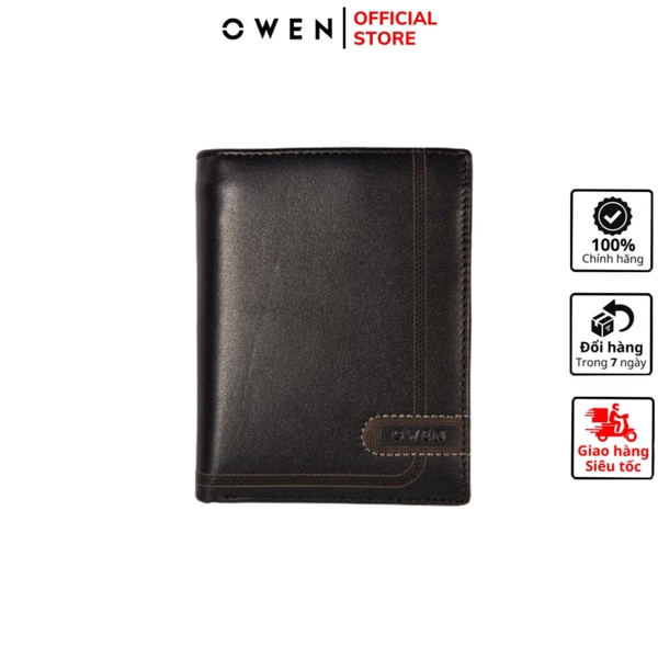 Ví Nam Owen Ví Da Bóp Nam VID221572 màu đen kiểu ví dọc chất liệu da thật