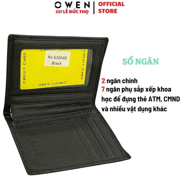 Ví Nam Owen Ví Da Bóp Nam VD232664 màu đen da sần Kiểu Dáng Ví Dọc chất liệu da bò thật
