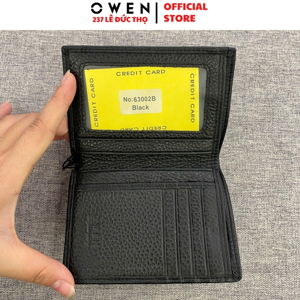 Ví Nam Owen Ví Da Bóp Nam VD232664 màu đen da sần Kiểu Dáng Ví Dọc chất liệu da bò thật
