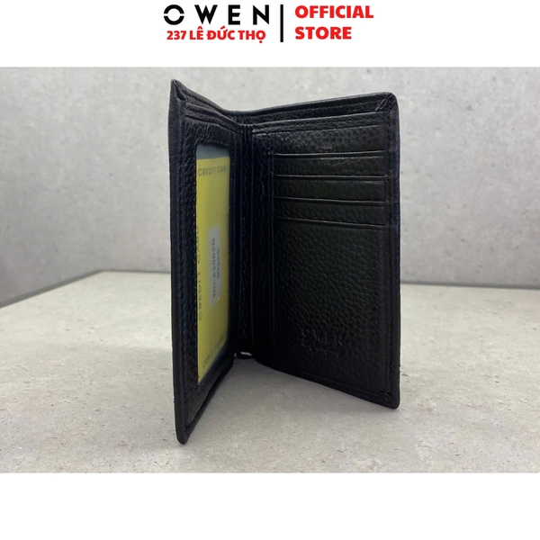 Ví Nam Owen Ví Da Bóp Nam VD232664 màu đen da sần Kiểu Dáng Ví Dọc chất liệu da bò thật