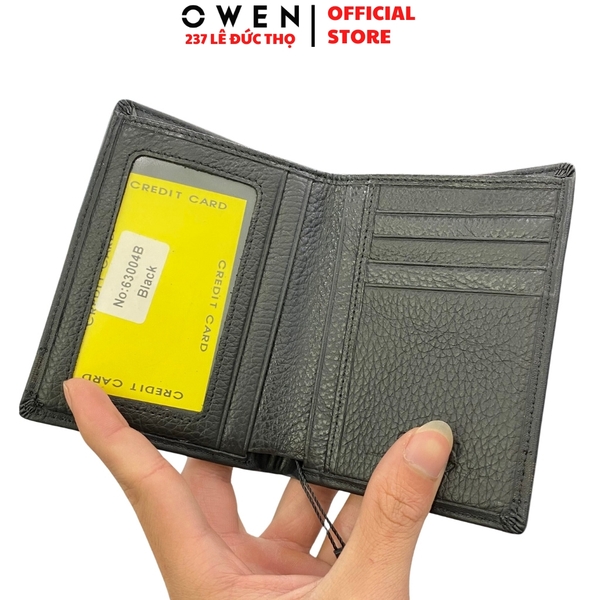 Ví Nam Owen Ví Da Bóp Nam VD232664 màu đen da sần Kiểu Dáng Ví Dọc chất liệu da bò thật