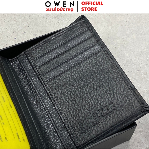 Ví Nam Owen Ví Da Bóp Nam VD232664 màu đen da sần Kiểu Dáng Ví Dọc chất liệu da bò thật