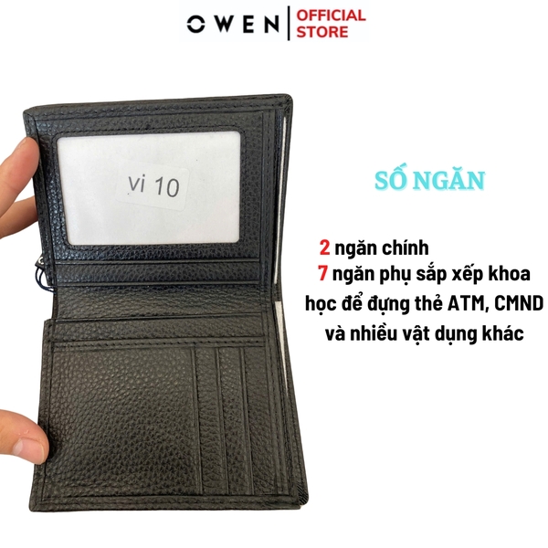Ví Nam Owen Ví Da Bóp Nam VD251209 màu đen da sần Kiểu Dáng Ví Dọc chất liệu da bò thật